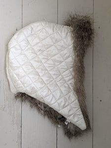 Short ivory quilted, faux fur hood, was £60 now £40
