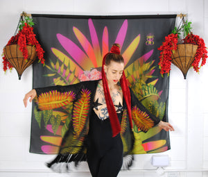 Kimono, Illustrated Frida on Black, Exclusive original artwork - beksiesboutique