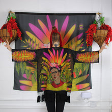 Kimono, Illustrated Frida on Black, Exclusive original artwork - beksiesboutique