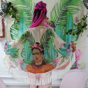Kimono, Illustrated Frida on Vanilla, Exclusive original artwork - beksiesboutique